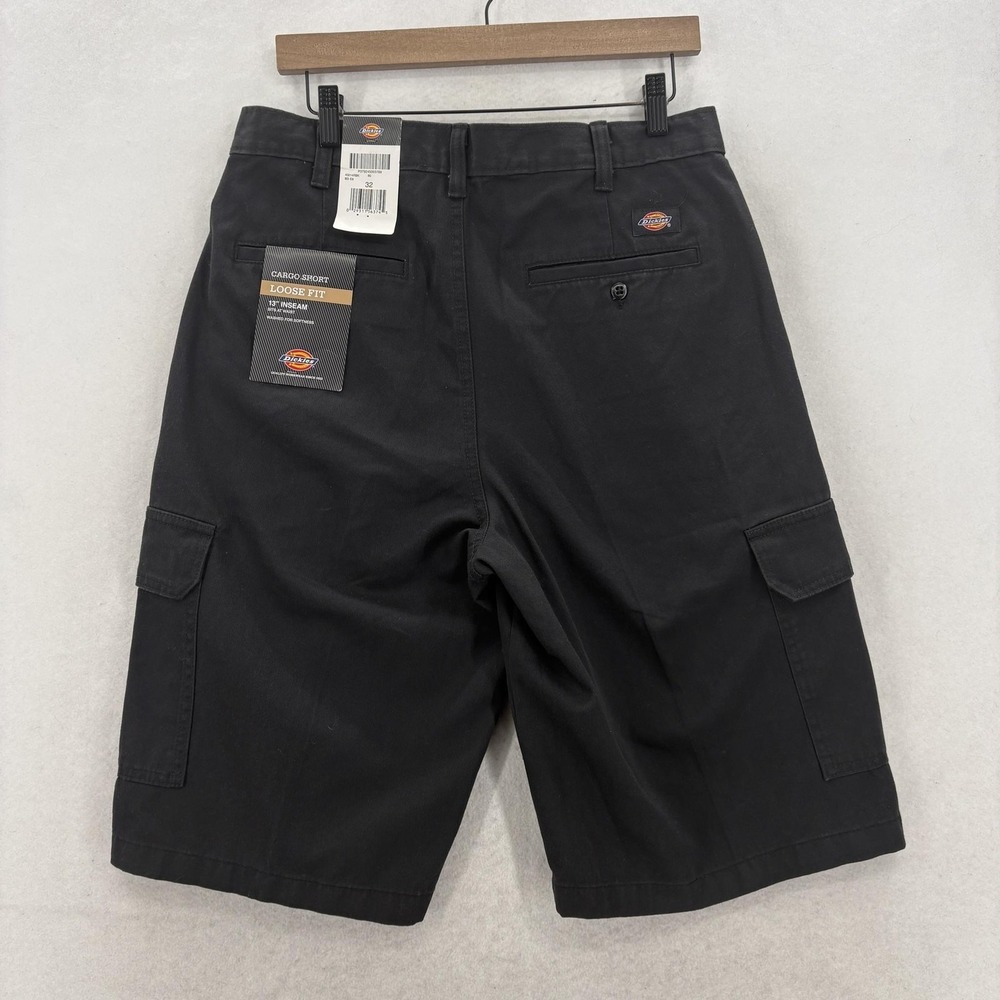 Dickies Cargo Shorts Mens 32 Black Canvas Loose Fit Workwear Utility Casual NWT